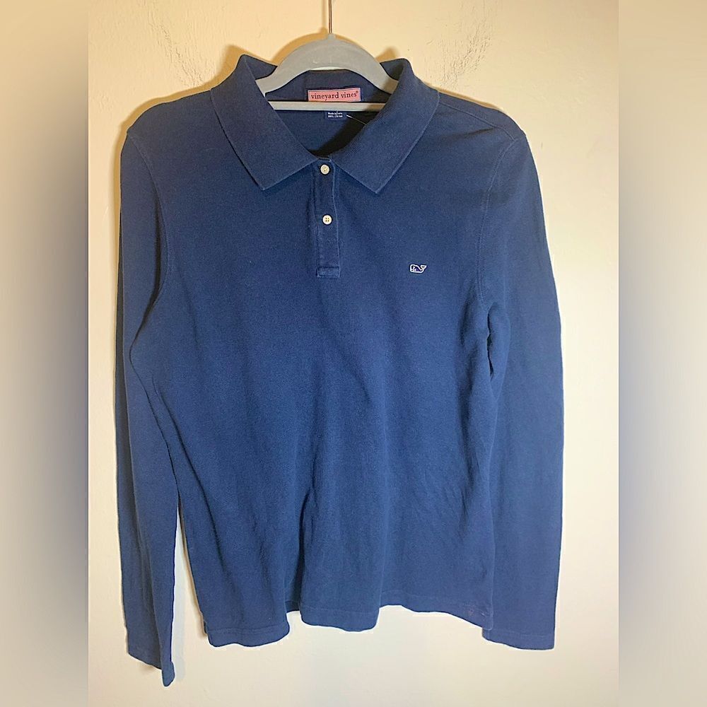 Vineyard Vines Navy Blue Long Sleeve Polo size L‎